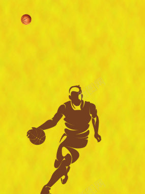 黄色简约篮球海报背景背景