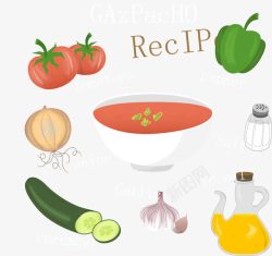 彩绘西班牙蔬菜冷汤食谱素材