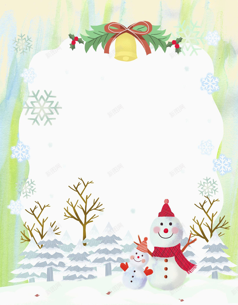 冬季新品上市促销平面广告jpg设计背景_88icon https://88icon.com 促销 保暖 冬季 卡通背景 圣诞节 平面广告 新品上市 树木 节日 铃铛 雪人 雪花