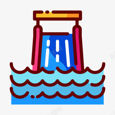 儿童游乐场滑梯水滑梯waterpark7线性颜色图标图标