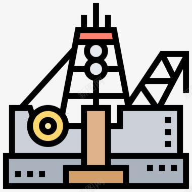 石油泄漏石油钻机石油工业14线性颜色图标图标