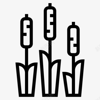 矢量树香蒲2号树线形图标图标