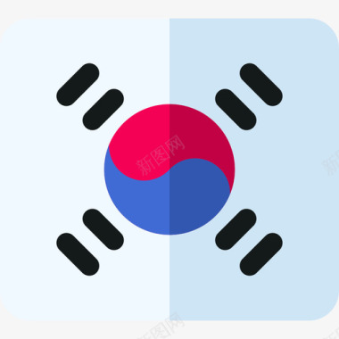 韩国韩国9面国旗平的图标图标