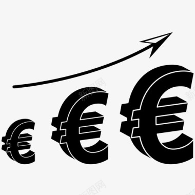 火焰欧元图标增长欧元金融增长图标图标