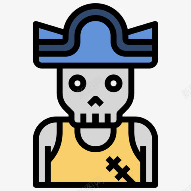 骷髅头海盗18线形颜色图标图标