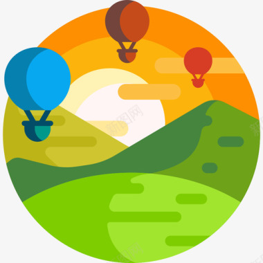 热气球横向20扁平图标图标