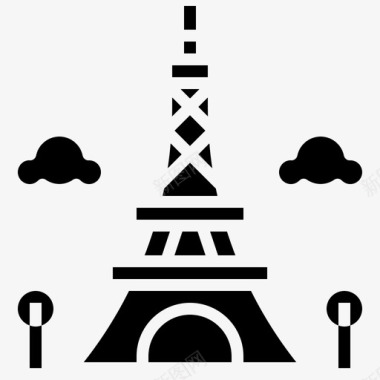 埃菲尔铁塔世界地标1填充图标图标