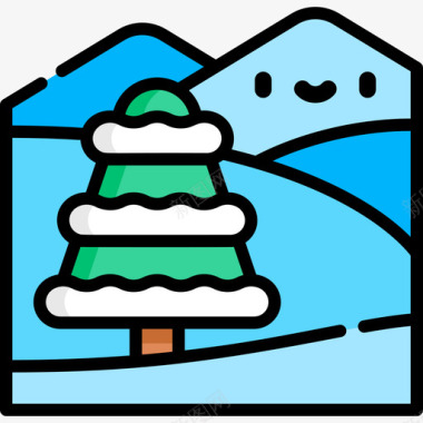 雪风景71线性颜色图标图标
