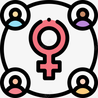 社会社会妇女节37线性颜色图标图标