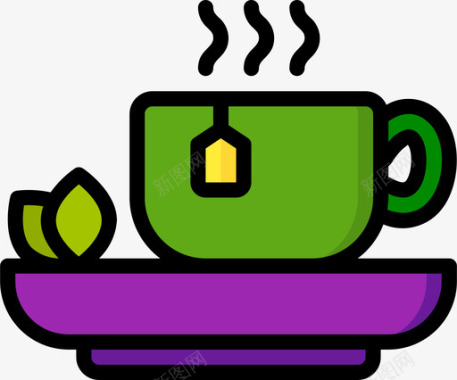 茶杯东方美食2线色图标图标