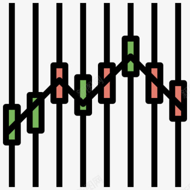 铅笔线条形图股票投资4线颜色图标图标