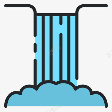 瀑布瀑布游泳16线性颜色图标图标