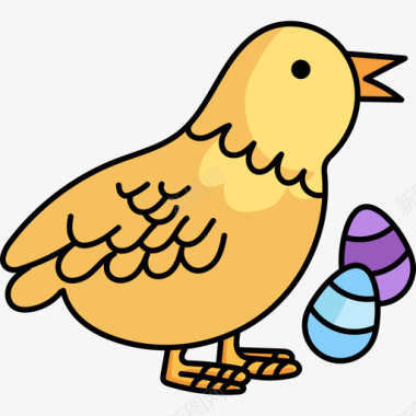 小鸡复活节30彩色图标图标