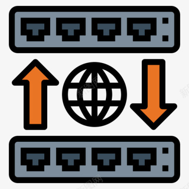 传输集线器数据传输6线性颜色图标图标