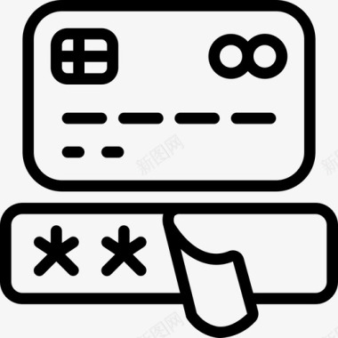 码卡标Pin码卡支付3线性图标图标
