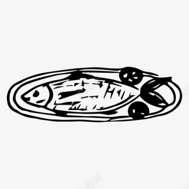 相框素描鱼食物盘子图标图标