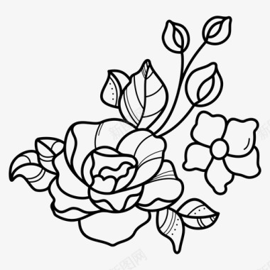 玫瑰花束装饰图标图标