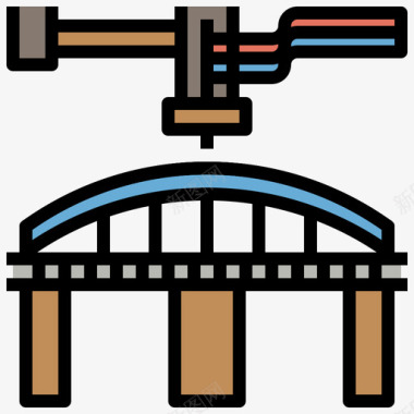 50矢量网桥3d打印50线性颜色图标图标