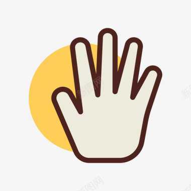 五个手指手势19线性颜色图标图标
