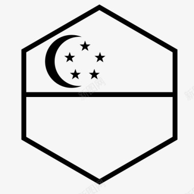 六边形的轮廓新加坡国旗国家sgp图标图标