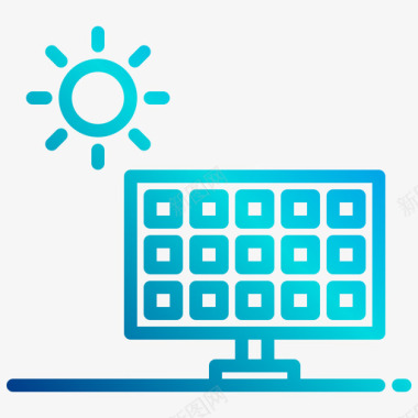 太阳能电池绿色能源2线性梯度图标图标