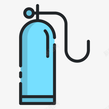 氧气罐游泳16线性颜色图标图标