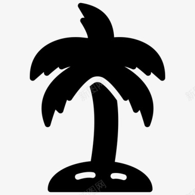 热带树海滩树椰子树图标图标