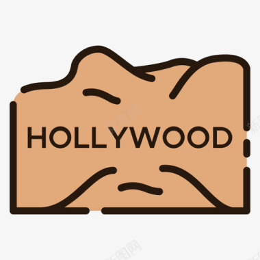 好莱坞美国20线性颜色图标图标