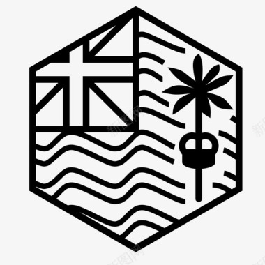 六边形的轮廓英属印度洋领土国旗物联网国家图标图标