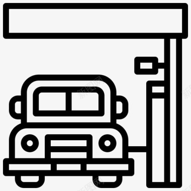 汽车加油站6直线图标图标
