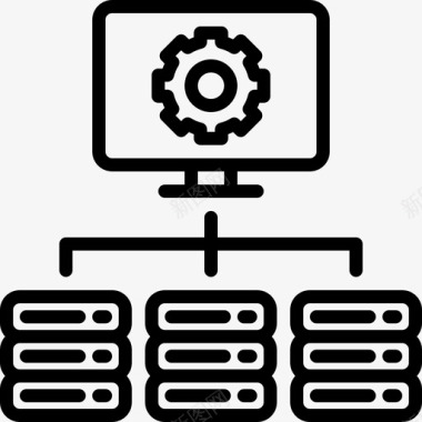 网络监视器和服务器大数据处理图标图标