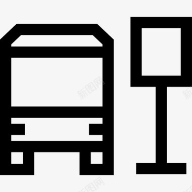 公共标识红公共汽车站公共交通20直线图标图标