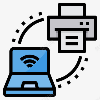 惠普打印机打印机计算机技术23线性彩色图标图标