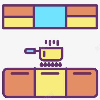 厨房装饰菜厨房家具装饰4线性颜色图标图标