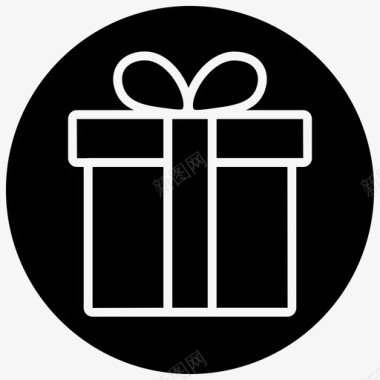 黑色丝带礼品盒优惠礼物图标图标