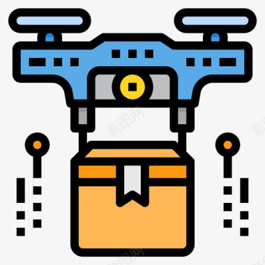 矢量无人机免抠PNG无人机物流配送9线性颜色图标图标