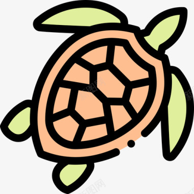 乌龟野生动物46线形颜色图标图标