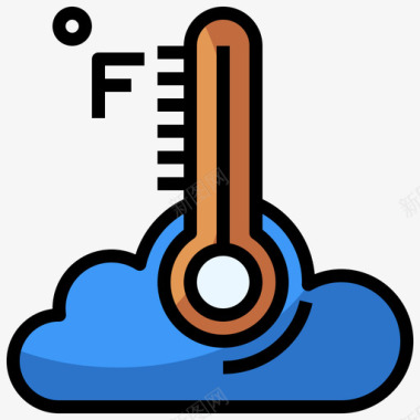 天气华氏温度249天气线性颜色图标图标