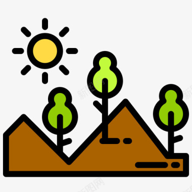 山绿色能源1线性颜色图标图标