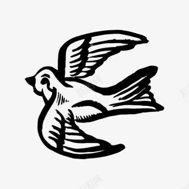 老派燕子纹身鸟图案图标图标