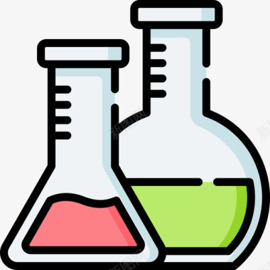 51快乐51烧瓶化学51线性颜色图标图标