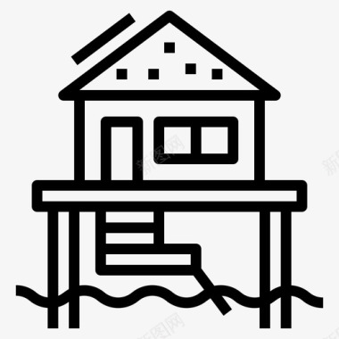 平房房子大海图标图标