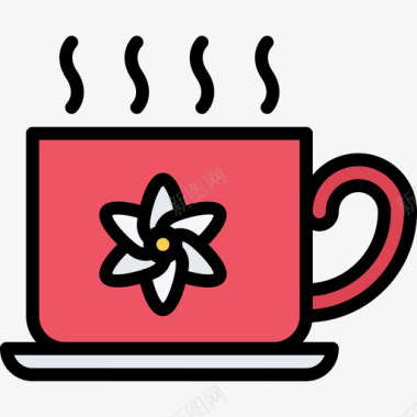 花草茶47号咖啡厅彩色图标图标