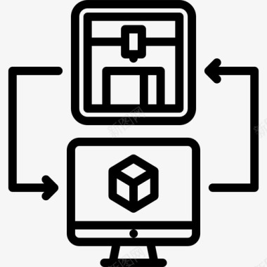 3D电视眼镜计算机3d打印机线性图标图标