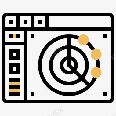 阴影字雷达地图和导航19黄色阴影图标图标