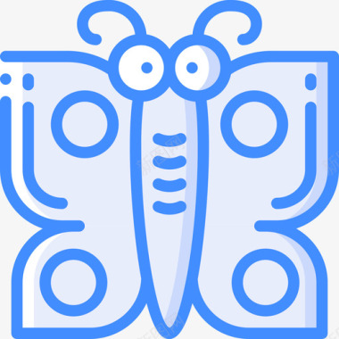 蝴蝶昆虫和昆虫蓝色图标图标