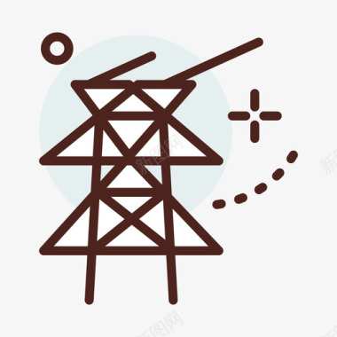 铃铛塔电线塔城市62线性颜色图标图标