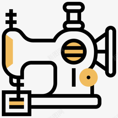 缝纫机缝纫77黄色阴影图标图标