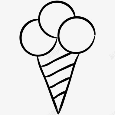 冰淇淋筒食物2个手绘图标图标