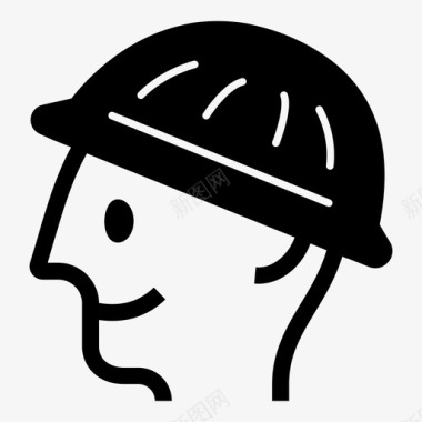 性格建筑工人承包商头盔图标图标